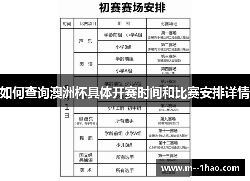 如何查询澳洲杯具体开赛时间和比赛安排详情