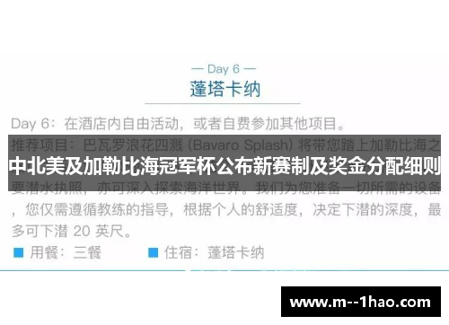 中北美及加勒比海冠军杯公布新赛制及奖金分配细则